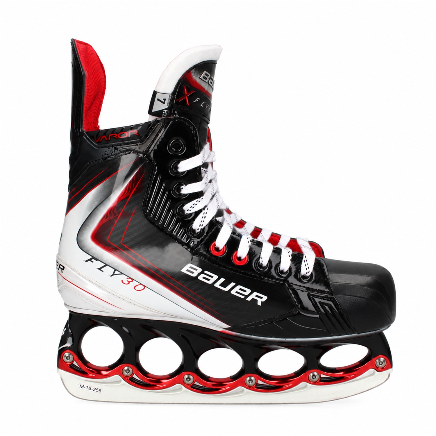 Bauer Fly30 Schwarz/Metallic-Rot – Seitenansicht Bauer Fly30 T-Blade Schlittschuh Schwarz/Metallic-Rot – US 8.5 / EU 42 – Bild 1