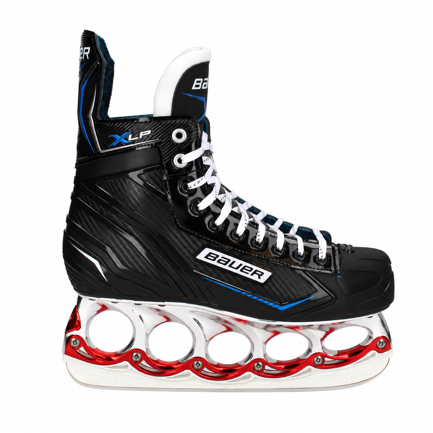Bauer X-LP Chrom/Metallic-Rot – Seitenansicht Bauer X-LP T-Blade Schlittschuh Chrom/Metallic-Rot – US 11.5 / EU 45.5 – Bild 1